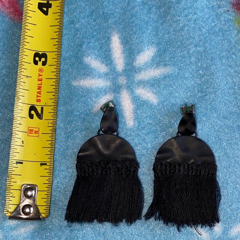 Elegant Black Tassel Earrings